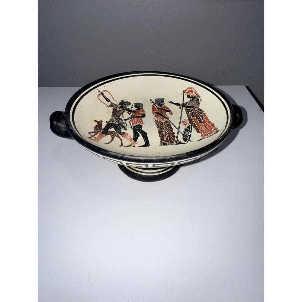 Athena Greek Kylix Drinking Bowl Redware Hand Made In‎ Greece Artemis Hermes